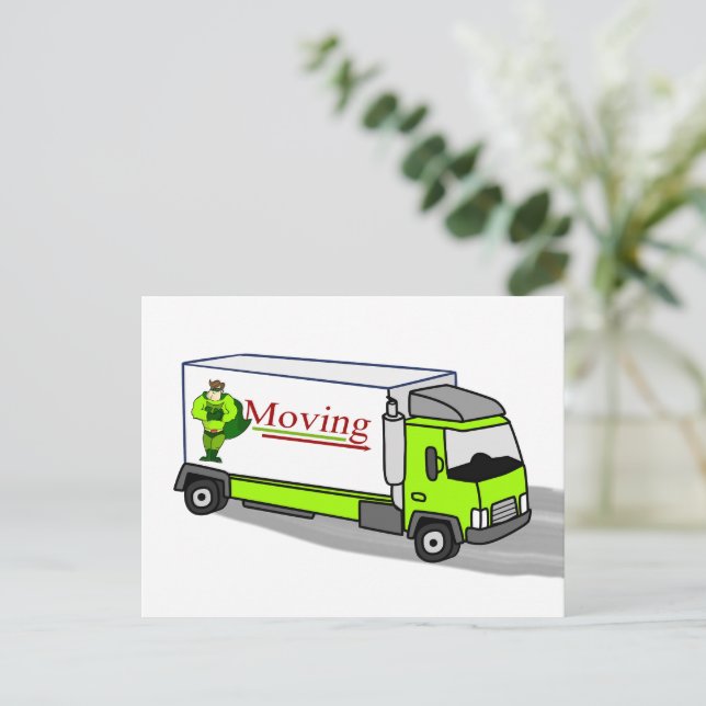 Cartoon Moving Van Change of Address Back Photo Postcard (Standing Front)