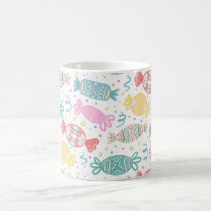 Cartoon multicolored festive candies coffee mug