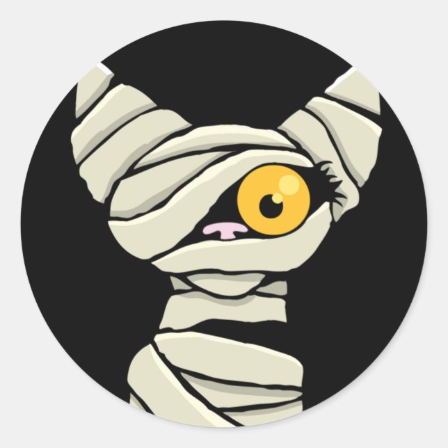 Cartoon Mummy Cat Halloween Novelty Classic Round Sticker (Front)