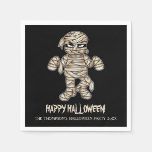 Cartoon Mummy Personalizable Halloween Event Text Napkin