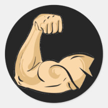 CARTOON MUSCLES MAN strong arm biceps athletic pow
