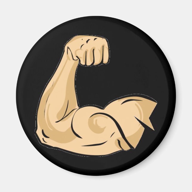 CARTOON MUSCLES MAN strong arm biceps athletic pow Magnet (Front)