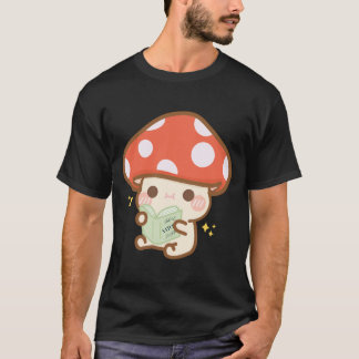 Cartoon Mushroom Reading Book  T-Shirt