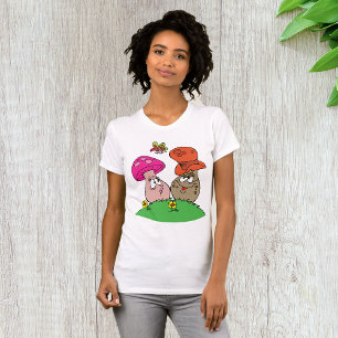 Cartoon Mushrooms Womens T-Shirt