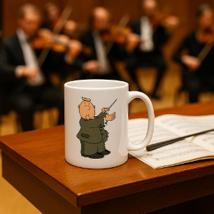 Cartoon Music Conductor with Baton Coffee Mug