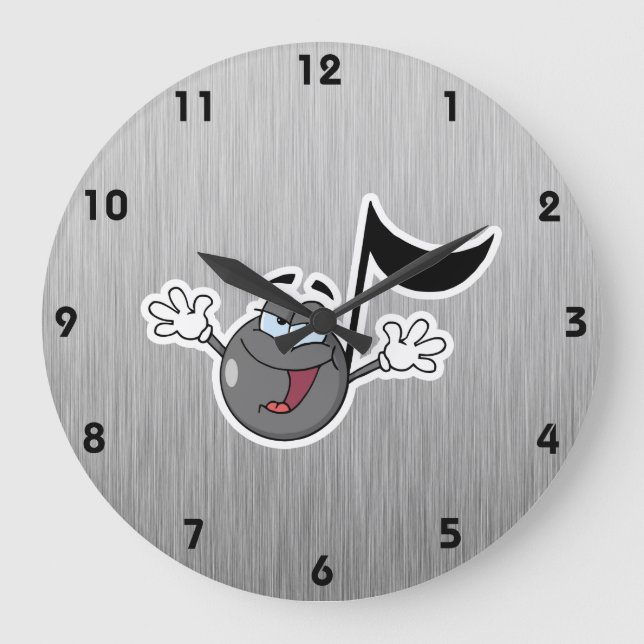 Cartoon Music Note Large Clock (Front)
