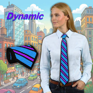 Cartoon Neck Tie Blue with Purple Stripes