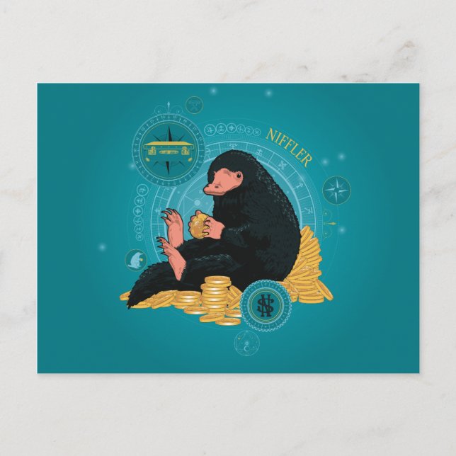 Cartoon NIFFLER™ With Gold Coins Postcard (Front)