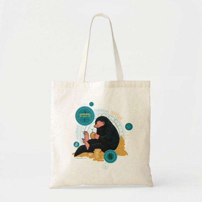 Cartoon NIFFLER™ With Gold Coins Tote Bag (Front)