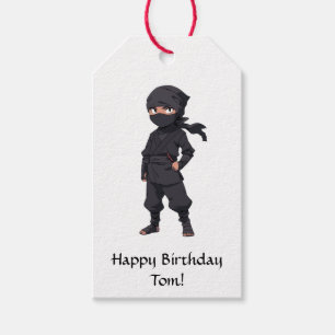 Cartoon Ninja Warrior Boys Birthday Party Gift Tag