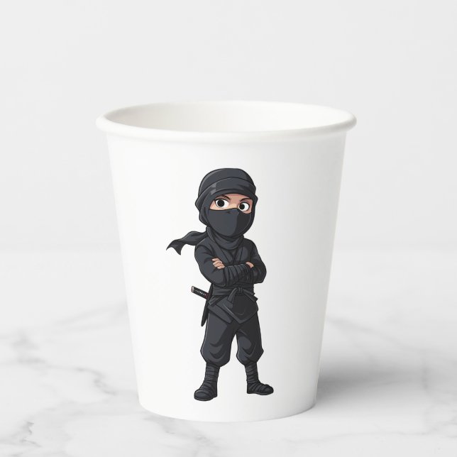 Cartoon Ninja Warrior Boys Birthday Party Paper Cups (Front)