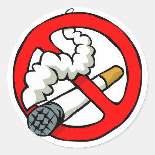 Cartoon No Smoking Sign Classic Round Sticker