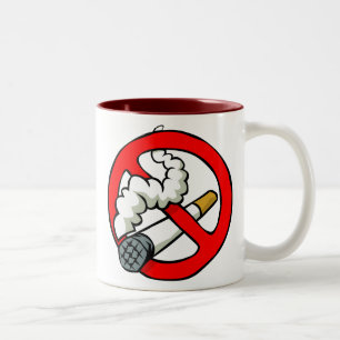 Cartoon No Smoking Sign Two-Tone Coffee Mug