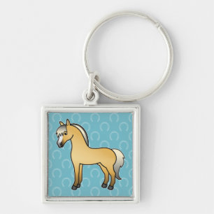 Cartoon Norwegian Fjord Horse Key Ring