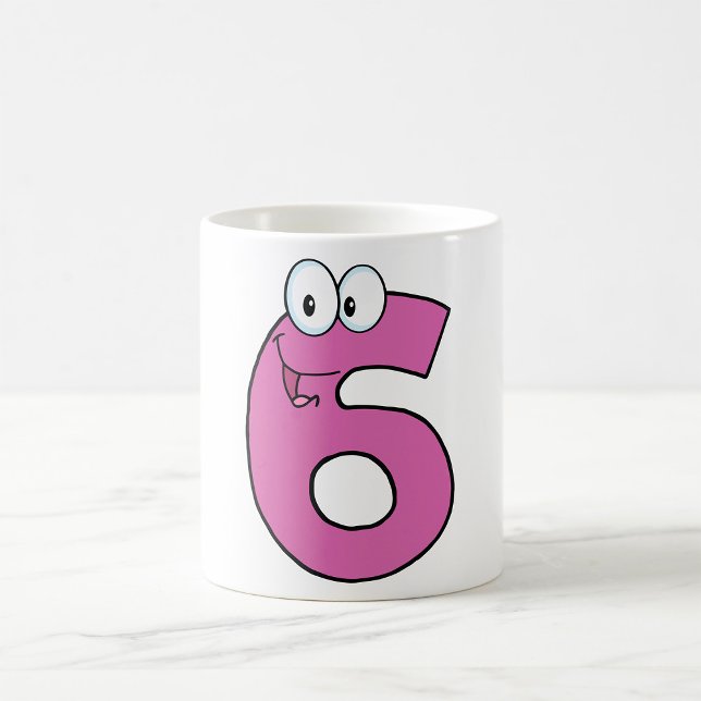 Cartoon Number 6 Fun Purple Smiling Six  Coffee Mug (Creator Uploaded)
