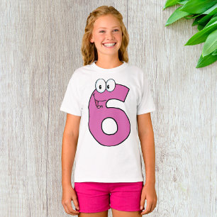 Cartoon Number 6 Fun Purple Smiling Six  T-Shirt