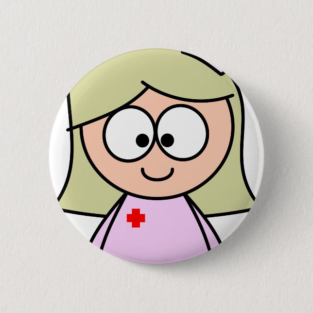 Cartoon Nurse 6 Cm Round Badge (Front)