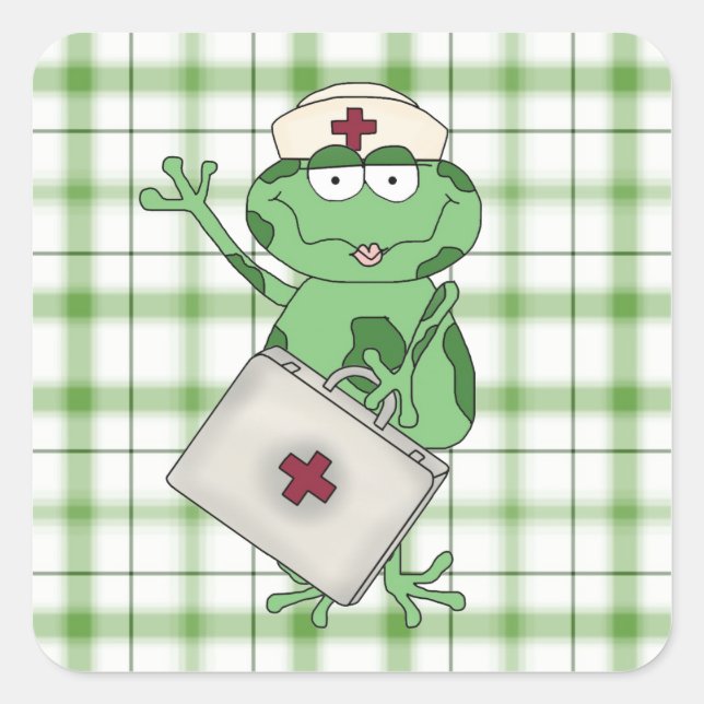 Cartoon Nurse Animal Frog Sticker (Front)