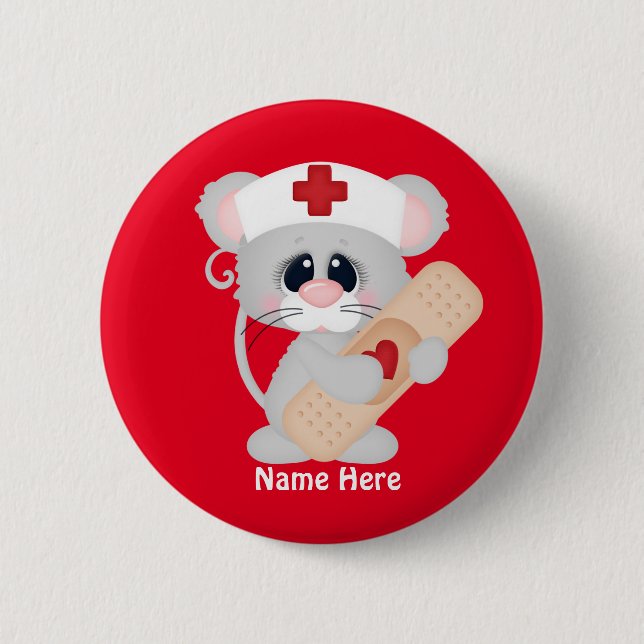 Cartoon Nurse Mouse add name button (Front)