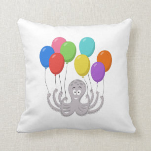 Cartoon Octopus Colourful Balloons Cushion