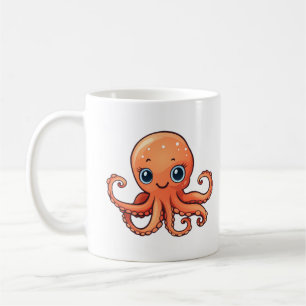 Cartoon octopus illustration coffee mug