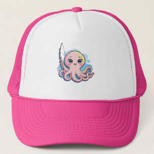 Cartoon Octopus Kids Tee Trucker Hat