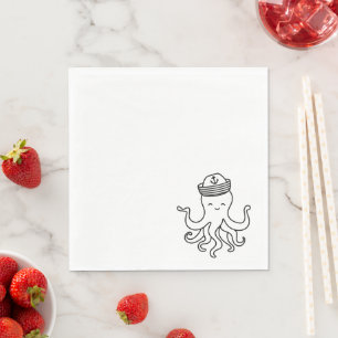 cartoon octopus with sailor hat napkin