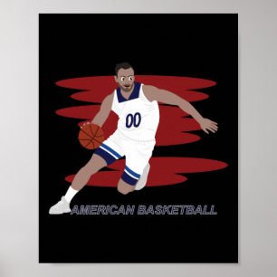 Cartoon Of A Basketball Player Poster