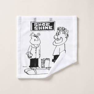 Cartoon of a Clown and Shoe Shine Boy Wash Cloth