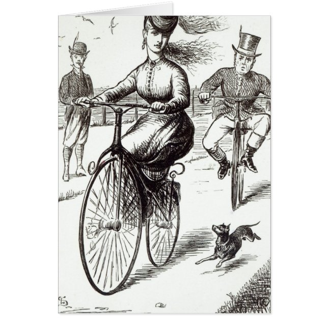 Cartoon of a Lady on a Velocipede, 1869 (Front)