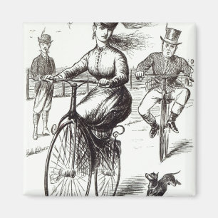 Cartoon of a Lady on a Velocipede, 1869 Magnet