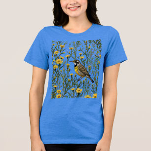 Cartoon Of A Western Meadowlark Surrounded 1 Tri-Blend Shirt