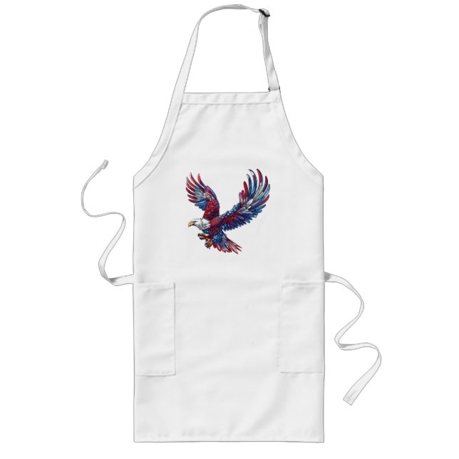 Cartoon of an eagle, 4th of July concept Long Apron (Front)
