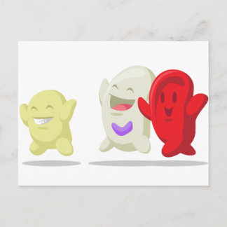 Cartoon of Blood Cell - Erythrocytes, Leukocytes, Postcard