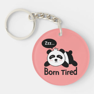 Cartoon of Cute Sleeping Panda Key Ring