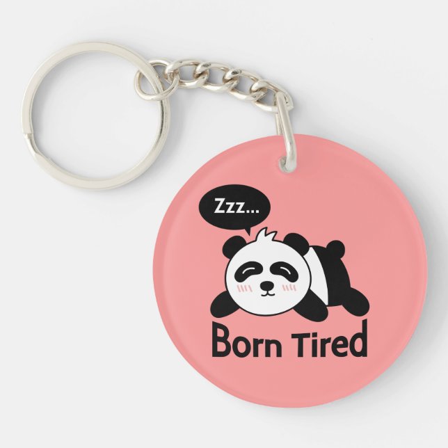 Cartoon of Cute Sleeping Panda Key Ring (Front)