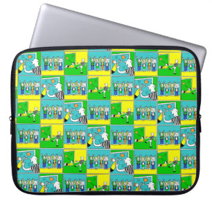 Cartoon of Footballers & Fans Celebrating Laptop Sleeve
