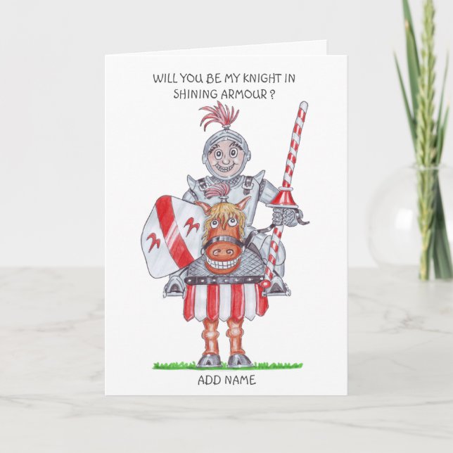 Cartoon of Knight in armour Card (Front)