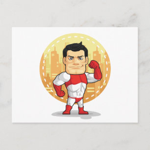 Cartoon of Superhero Postcard