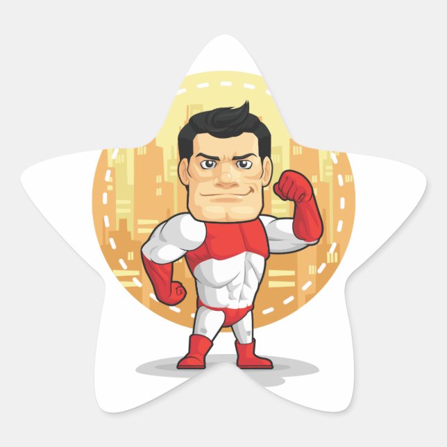 Cartoon of Superhero Star Sticker (Front)