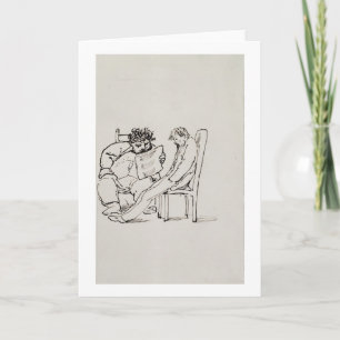 Cartoon of William Morris (1834-96) reading poetry Card