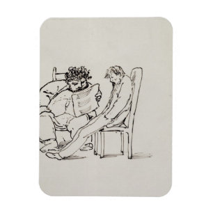 Cartoon of William Morris (1834-96) reading poetry Magnet