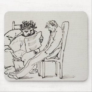Cartoon of William Morris (1834-96) reading poetry Mouse Pad
