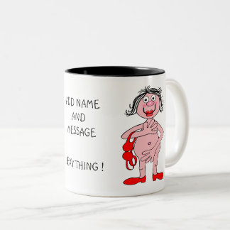 Cartoon of woman, sexy thing Two-Tone coffee mug