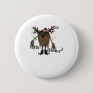 Cartoon Oh Deer Funny Reindeer Holiday Gamer Gift 6 Cm Round Badge