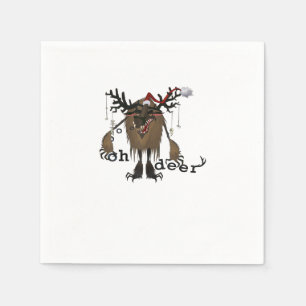 Cartoon Oh Deer Funny Reindeer Holiday Gamer Gift Napkin