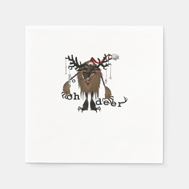 Cartoon Oh Deer Funny Reindeer Holiday Gamer Gift  Napkin (Front)
