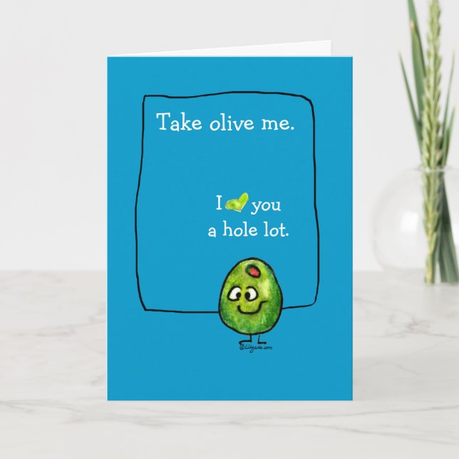 Cartoon Olive Love Greeting Card (Front)