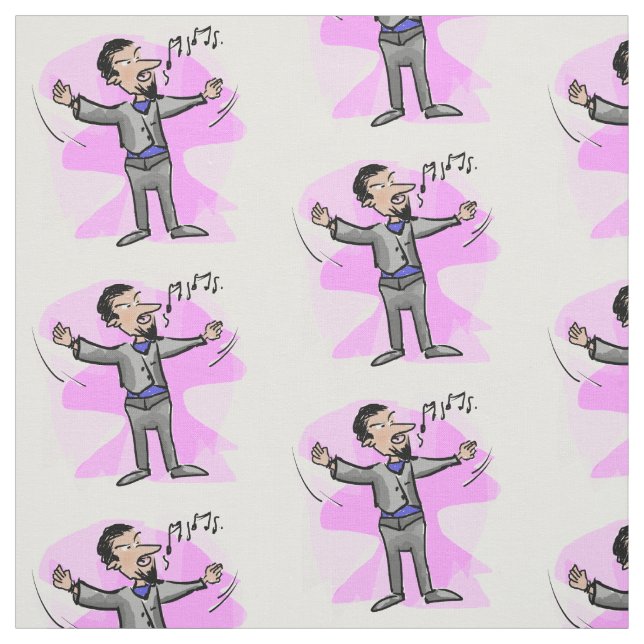 Cartoon opera male singer colourful fabric (Swatch)