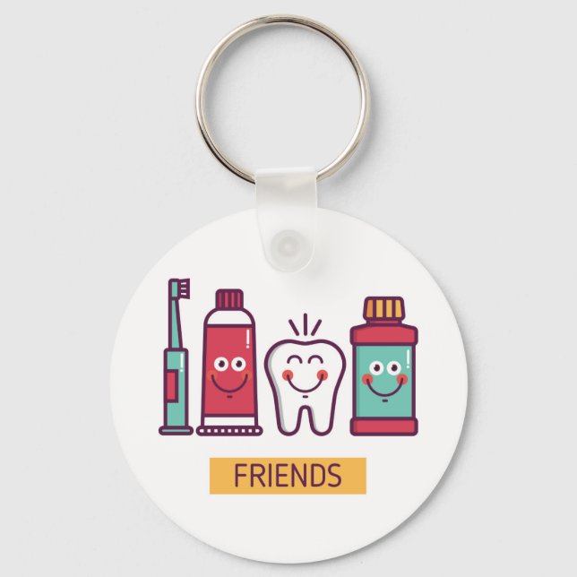 Cartoon Oral Care Friends Key Ring (Front)
